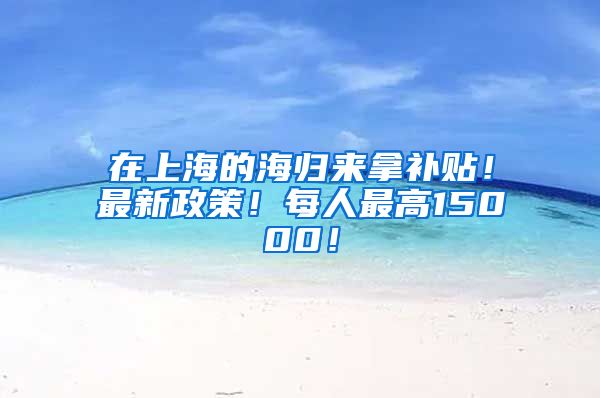 在上海的海归来拿补贴！最新政策！每人最高15000！