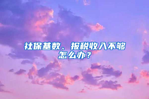 社保基数、报税收入不够怎么办？