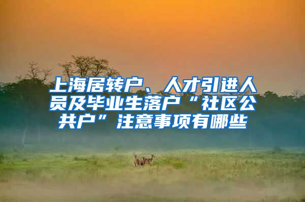 上海居转户、人才引进人员及毕业生落户“社区公共户”注意事项有哪些