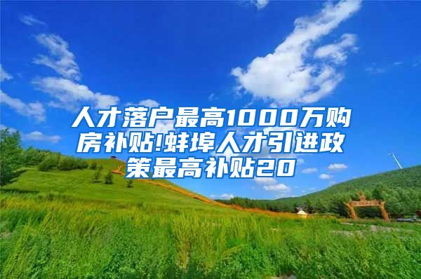 人才落户最高1000万购房补贴!蚌埠人才引进政策最高补贴20