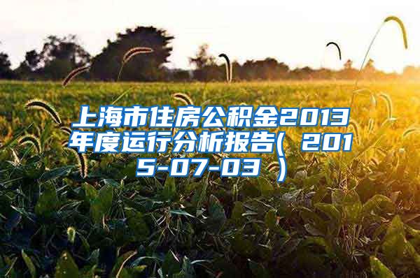 上海市住房公积金2013年度运行分析报告( 2015-07-03 )