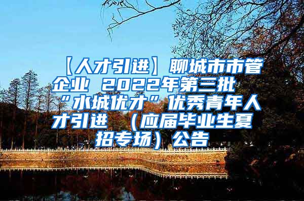 【人才引进】聊城市市管企业 2022年第三批“水城优才”优秀青年人才引进 （应届毕业生夏招专场）公告