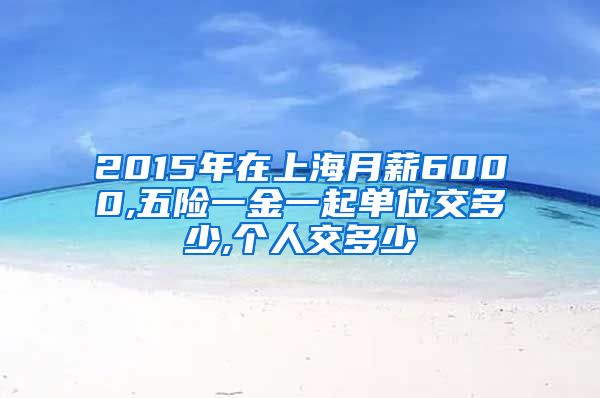 2015年在上海月薪6000,五险一金一起单位交多少,个人交多少