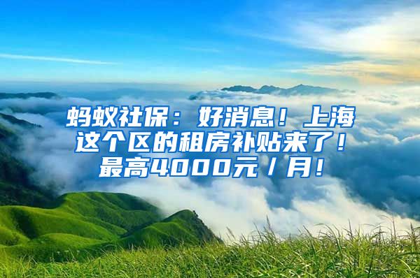 蚂蚁社保：好消息！上海这个区的租房补贴来了！最高4000元／月！