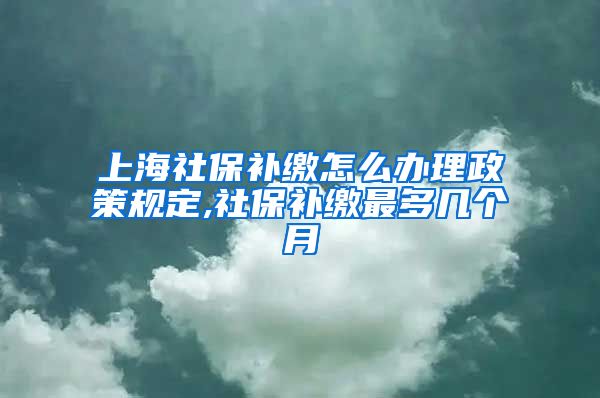 上海社保补缴怎么办理政策规定,社保补缴最多几个月