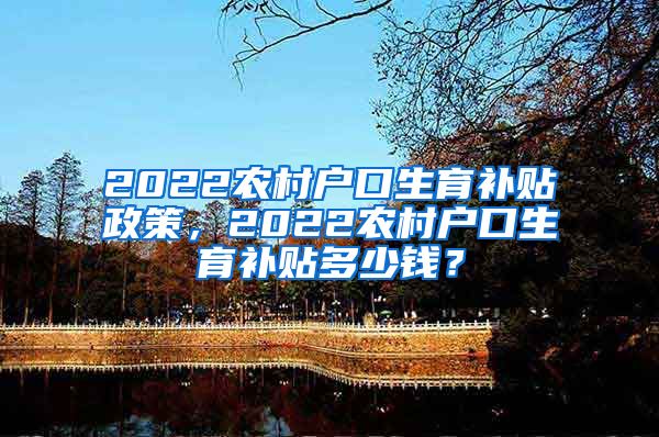 2022农村户口生育补贴政策，2022农村户口生育补贴多少钱？