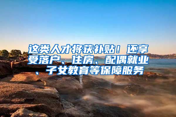 这类人才将获补贴！还享受落户、住房、配偶就业、子女教育等保障服务