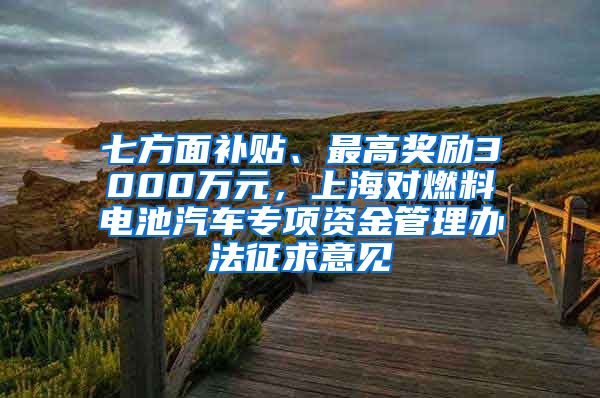 七方面补贴、最高奖励3000万元，上海对燃料电池汽车专项资金管理办法征求意见