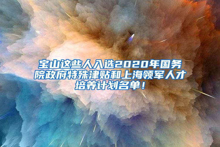 宝山这些人入选2020年国务院政府特殊津贴和上海领军人才培养计划名单！