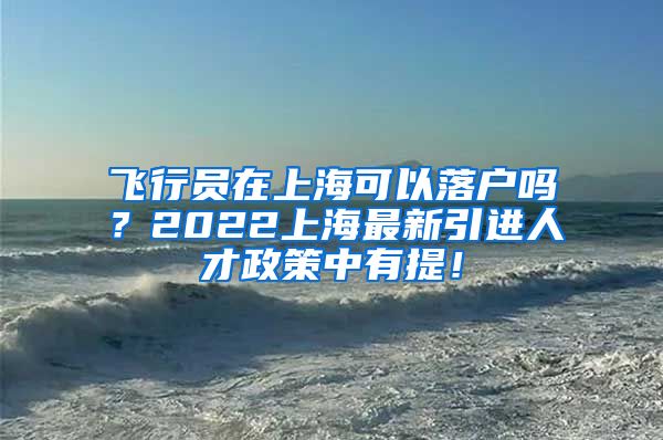 飞行员在上海可以落户吗？2022上海最新引进人才政策中有提！