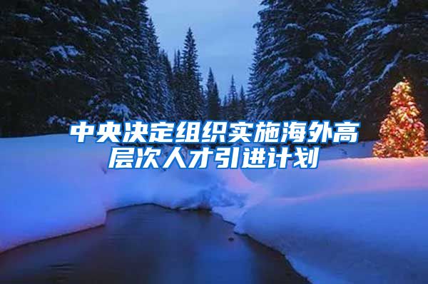 中央决定组织实施海外高层次人才引进计划