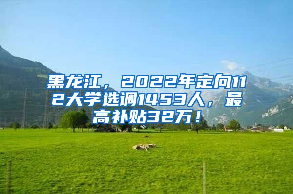 黑龙江，2022年定向112大学选调1453人，最高补贴32万！