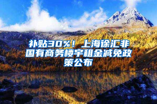 补贴30%！上海徐汇非国有商务楼宇租金减免政策公布