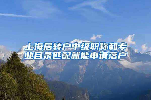 上海居转户中级职称和专业目录匹配就能申请落户