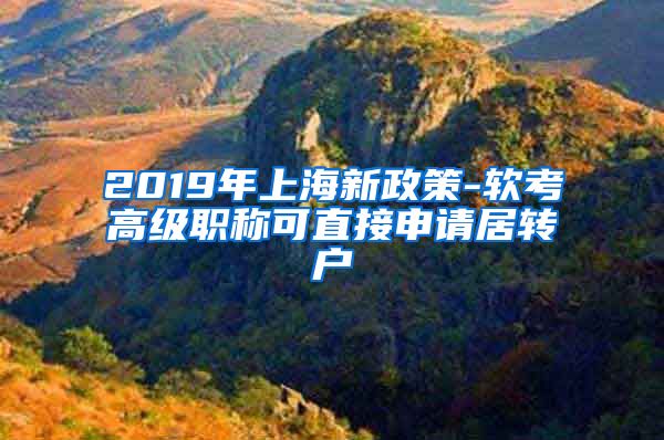 2019年上海新政策-软考高级职称可直接申请居转户