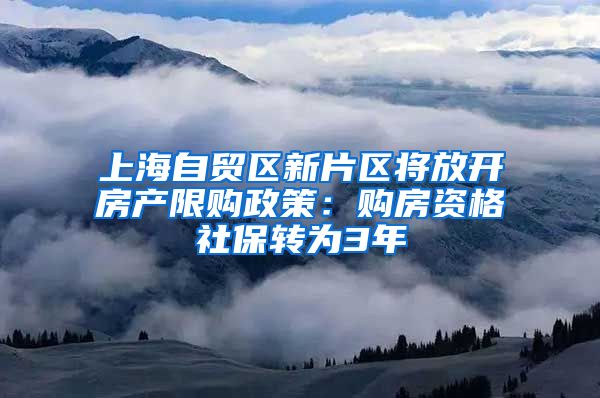 上海自贸区新片区将放开房产限购政策：购房资格社保转为3年