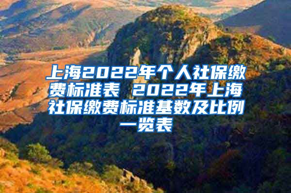 上海2022年个人社保缴费标准表 2022年上海社保缴费标准基数及比例一览表