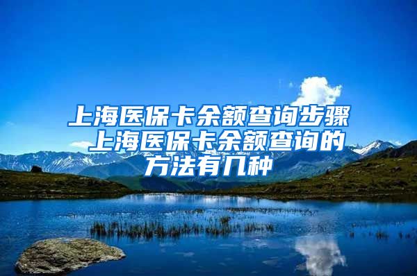 上海医保卡余额查询步骤 上海医保卡余额查询的方法有几种