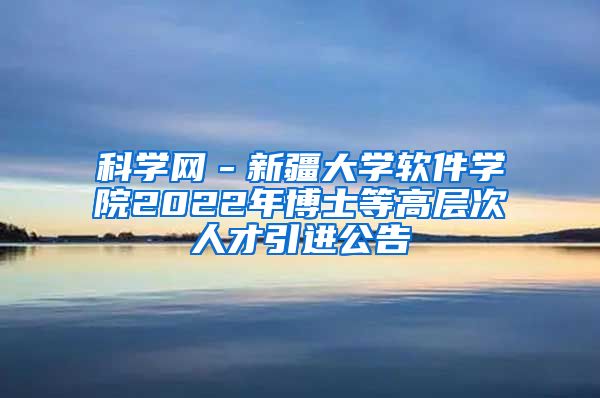 科学网－新疆大学软件学院2022年博士等高层次人才引进公告