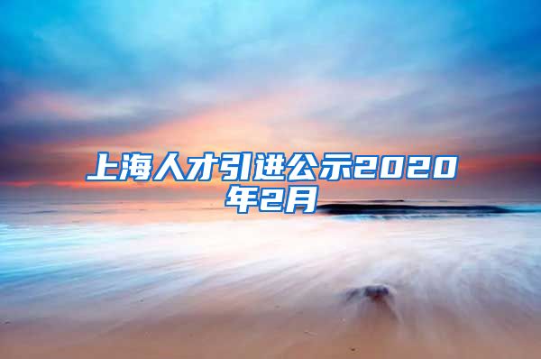 上海人才引进公示2020年2月