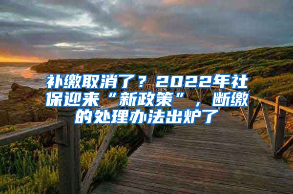 补缴取消了？2022年社保迎来“新政策”，断缴的处理办法出炉了