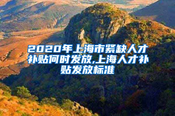 2020年上海市紧缺人才补贴何时发放,上海人才补贴发放标准