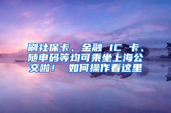 刷社保卡、金融 IC 卡、随申码等均可乘坐上海公交啦！ 如何操作看这里