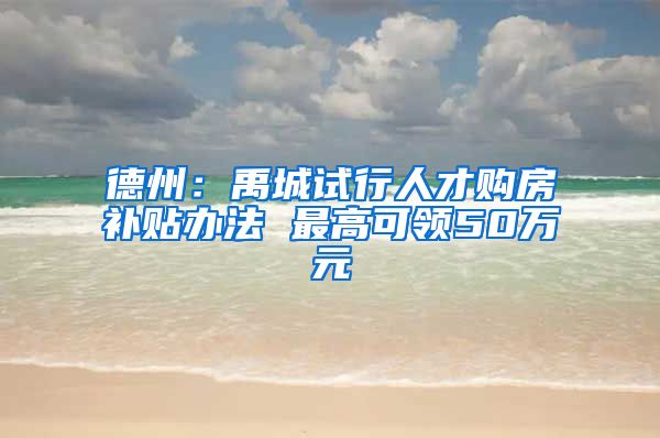 德州：禹城试行人才购房补贴办法 最高可领50万元