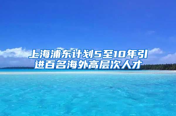 上海浦东计划5至10年引进百名海外高层次人才