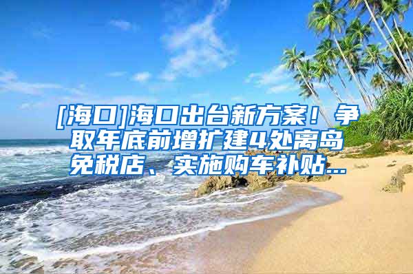 [海口]海口出台新方案！争取年底前增扩建4处离岛免税店、实施购车补贴...