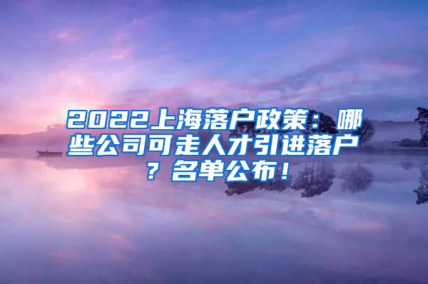 2022上海落户政策：哪些公司可走人才引进落户？名单公布！