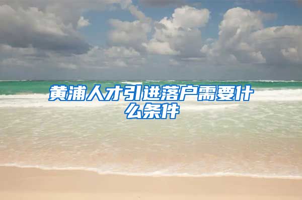 黄浦人才引进落户需要什么条件