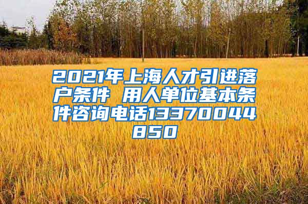 2021年上海人才引进落户条件 用人单位基本条件咨询电话13370044850