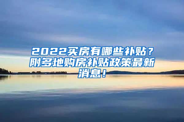 2022买房有哪些补贴？附多地购房补贴政策最新消息！