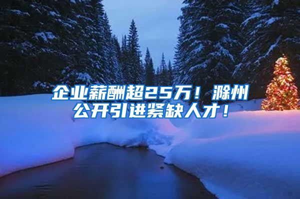 企业薪酬超25万！滁州公开引进紧缺人才！