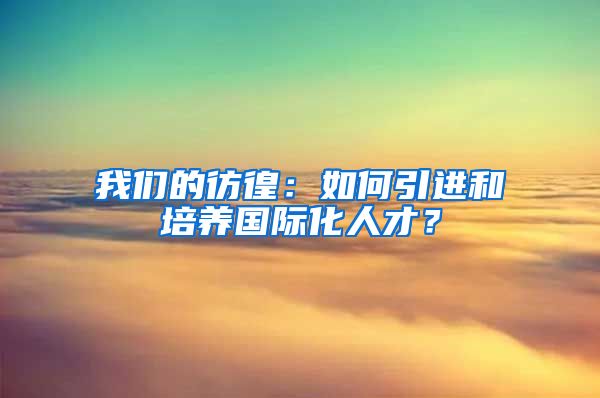 我们的彷徨：如何引进和培养国际化人才？