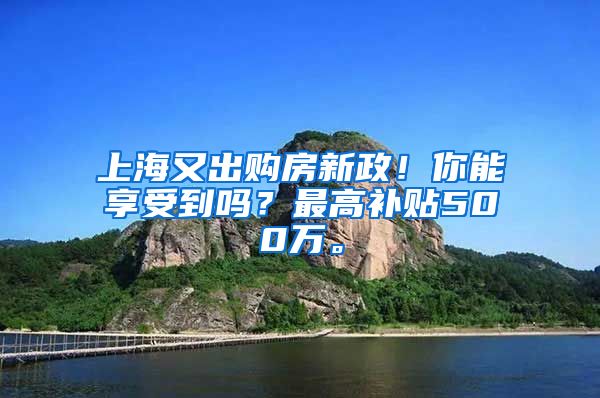 上海又出购房新政！你能享受到吗？最高补贴500万。