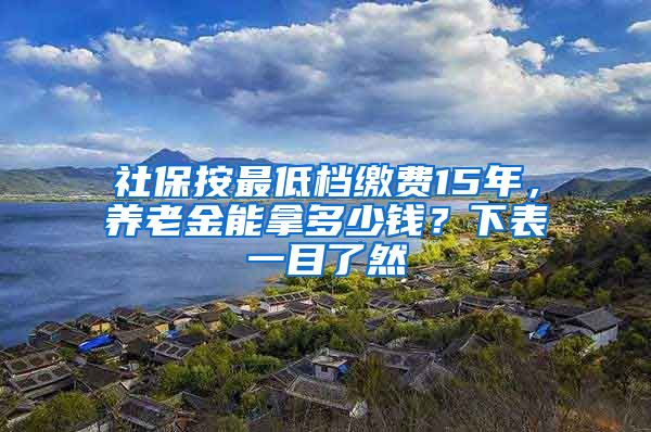 社保按最低档缴费15年，养老金能拿多少钱？下表一目了然