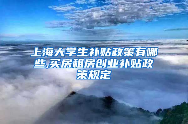 上海大学生补贴政策有哪些,买房租房创业补贴政策规定