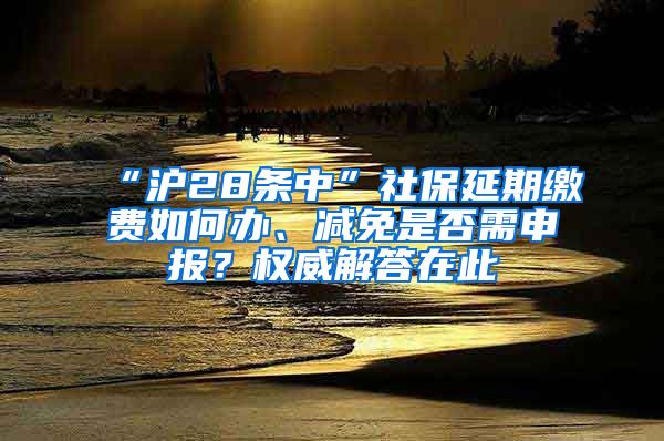 “沪28条中”社保延期缴费如何办、减免是否需申报？权威解答在此→