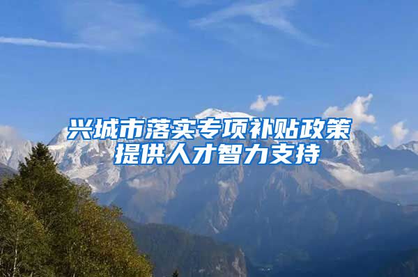 兴城市落实专项补贴政策 提供人才智力支持