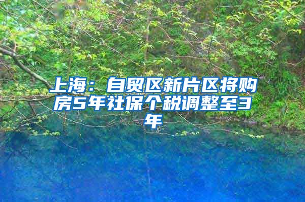 上海：自贸区新片区将购房5年社保个税调整至3年