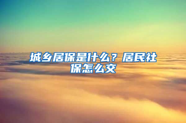 城乡居保是什么？居民社保怎么交