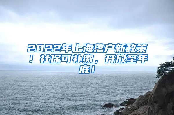 2022年上海落户新政策！社保可补缴，开放至年底！