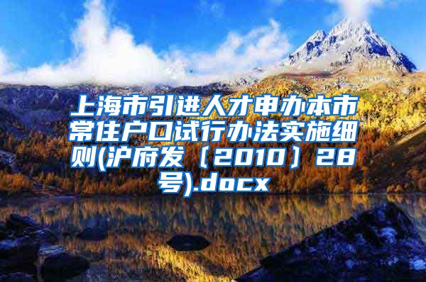 上海市引进人才申办本市常住户口试行办法实施细则(沪府发〔2010〕28号).docx