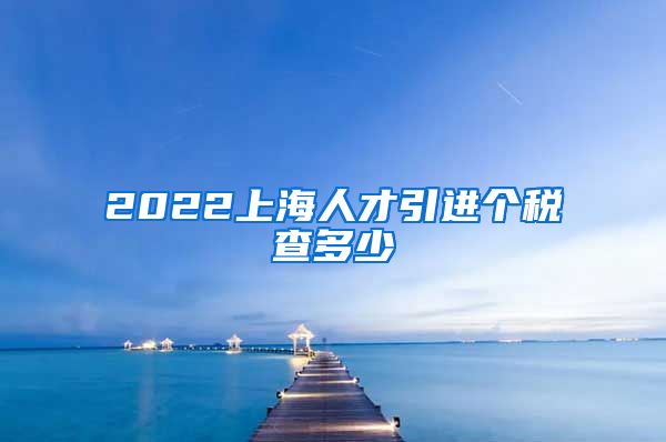 2022上海人才引进个税查多少