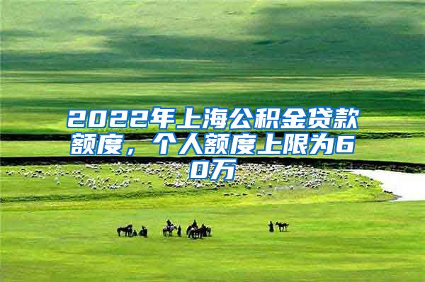 2022年上海公积金贷款额度，个人额度上限为60万