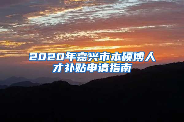 2020年嘉兴市本硕博人才补贴申请指南