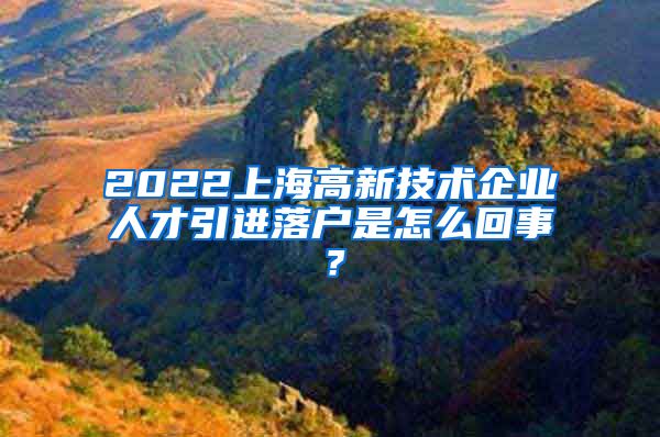 2022上海高新技术企业人才引进落户是怎么回事？