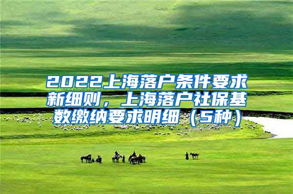 2022上海落户条件要求新细则，上海落户社保基数缴纳要求明细（5种）